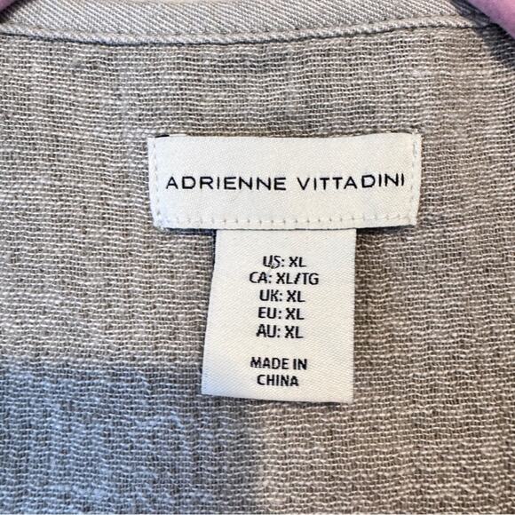 Adrienne Vittadini Grey Linen Blazer Jacket Womens XL Casual Lagenlook Basic - Picture 2 of 9
